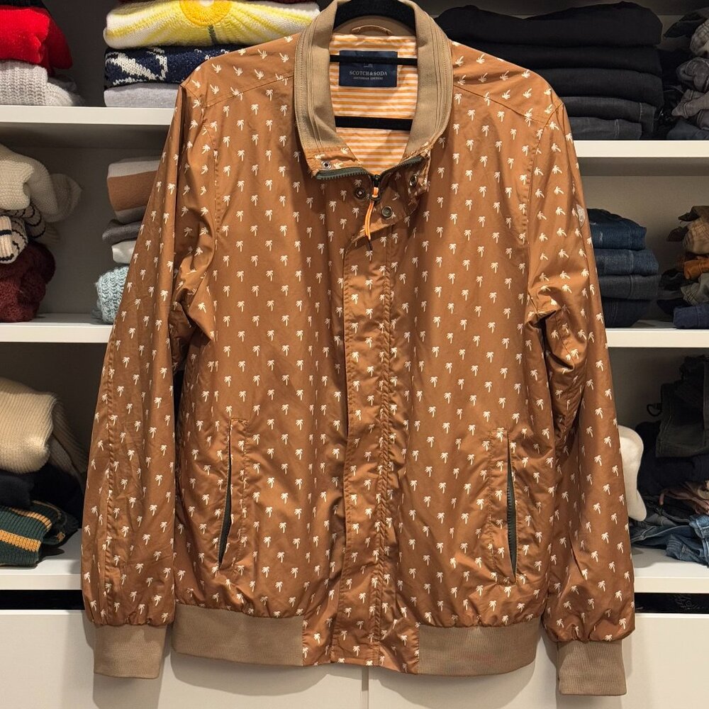 Scotch and Soda Men's Palm Tree Bomber Jacket
